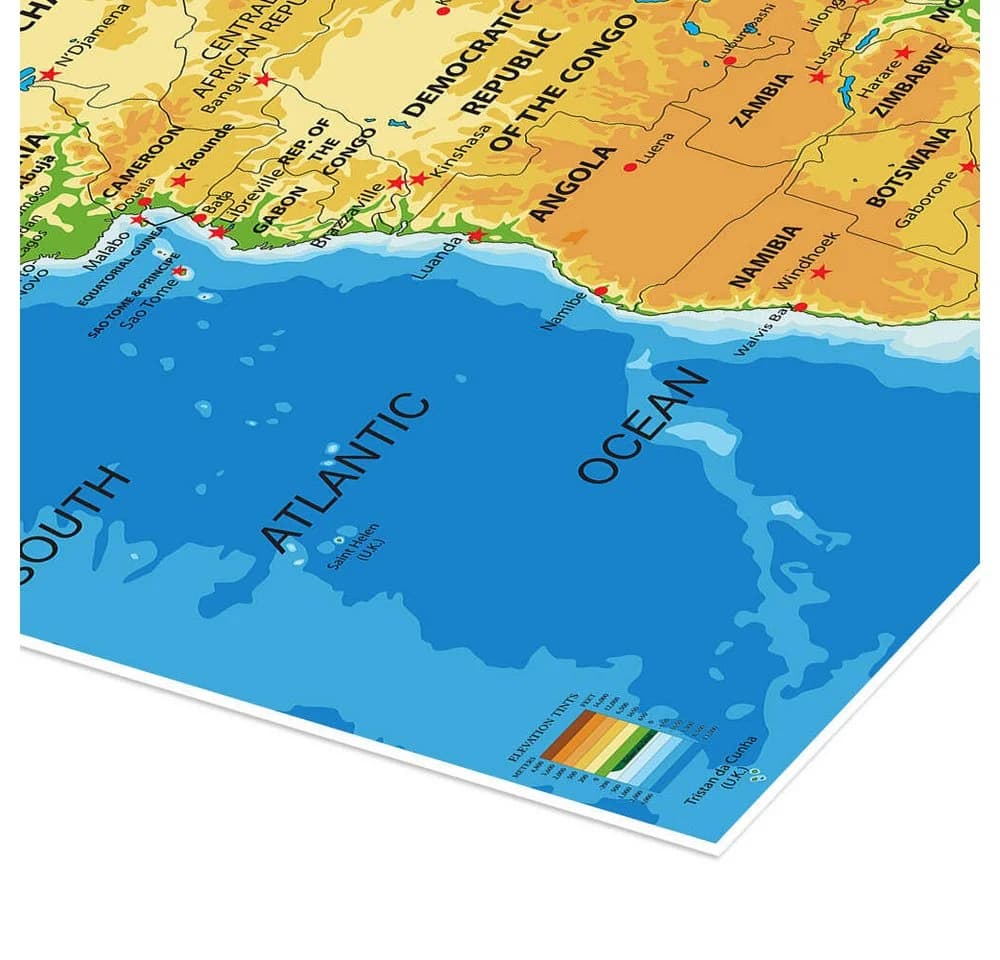 Posterlounge Wandbild Afrika Topografische Karte Englisch I Poster - Bild 3