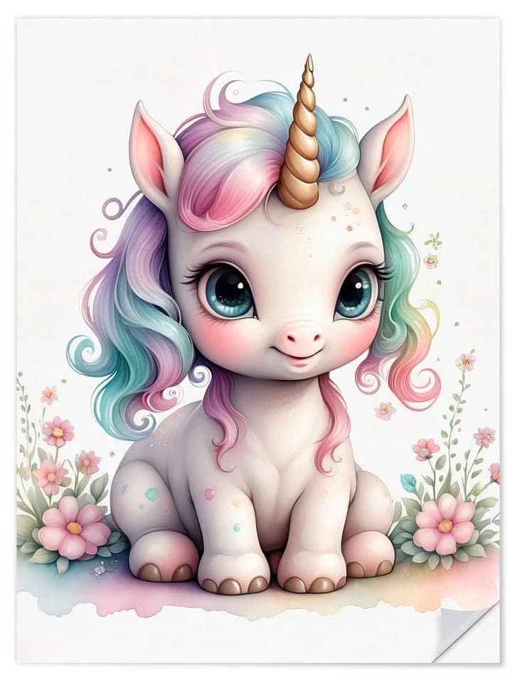 Posterlounge Wandsticker Baby-Einhorn Bunt Selbstklebend - Bild 2
