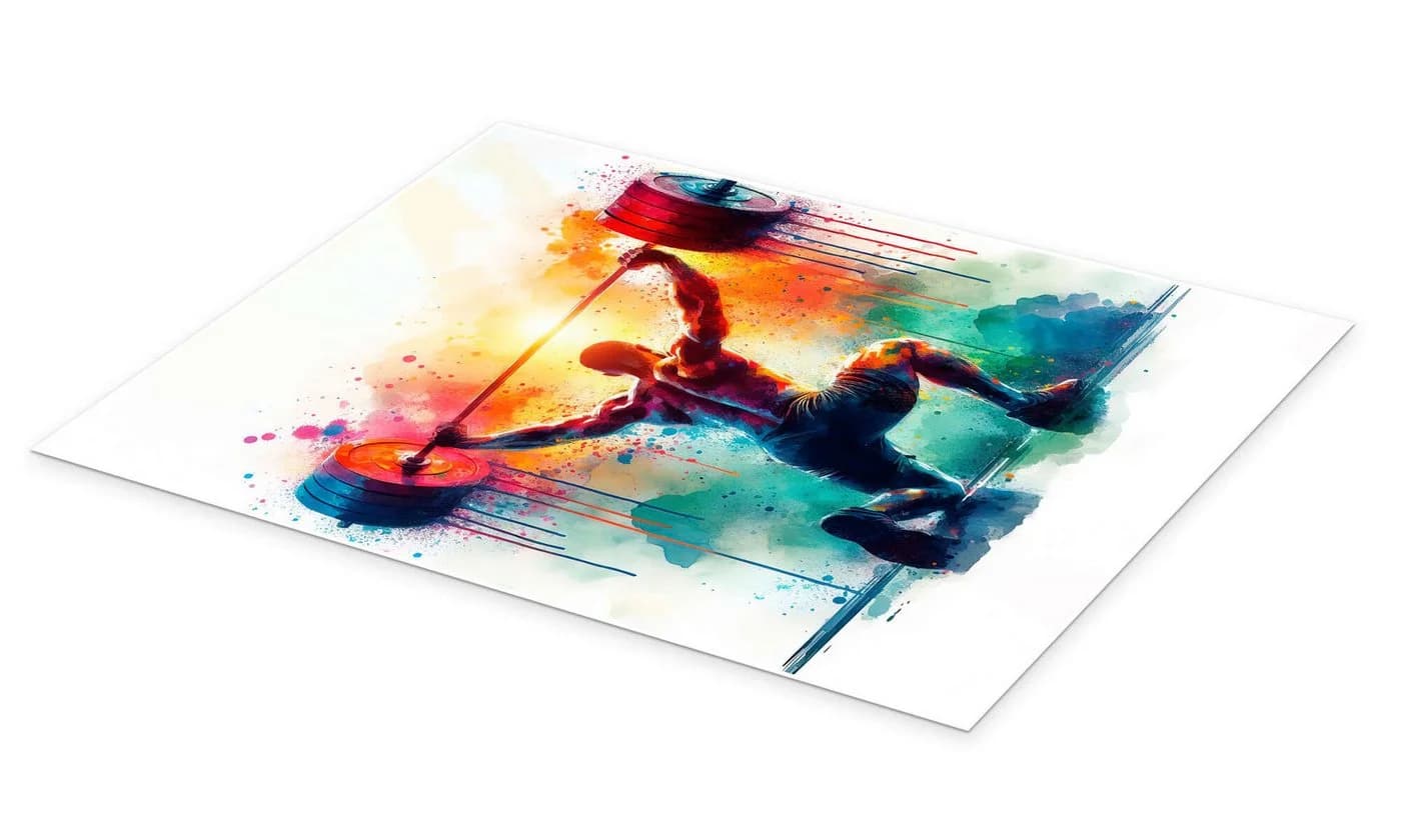 Posterlounge Wandbild Gewichtheber in Aquarell Poster