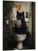 Posterlounge Alubild Rauchende Katze liest Zeitung auf Toilette Olga Telnova Bild 2