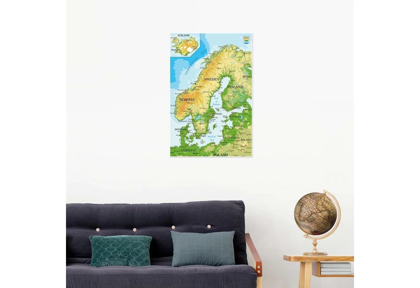 Posterlounge Wandbild Skandinavien - Karte Poster - Bild 4