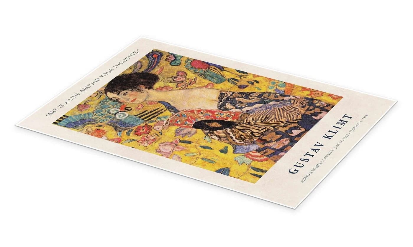 Posterlounge Poster Gustav Klimt Art is a Line around Your Thoughts Gold