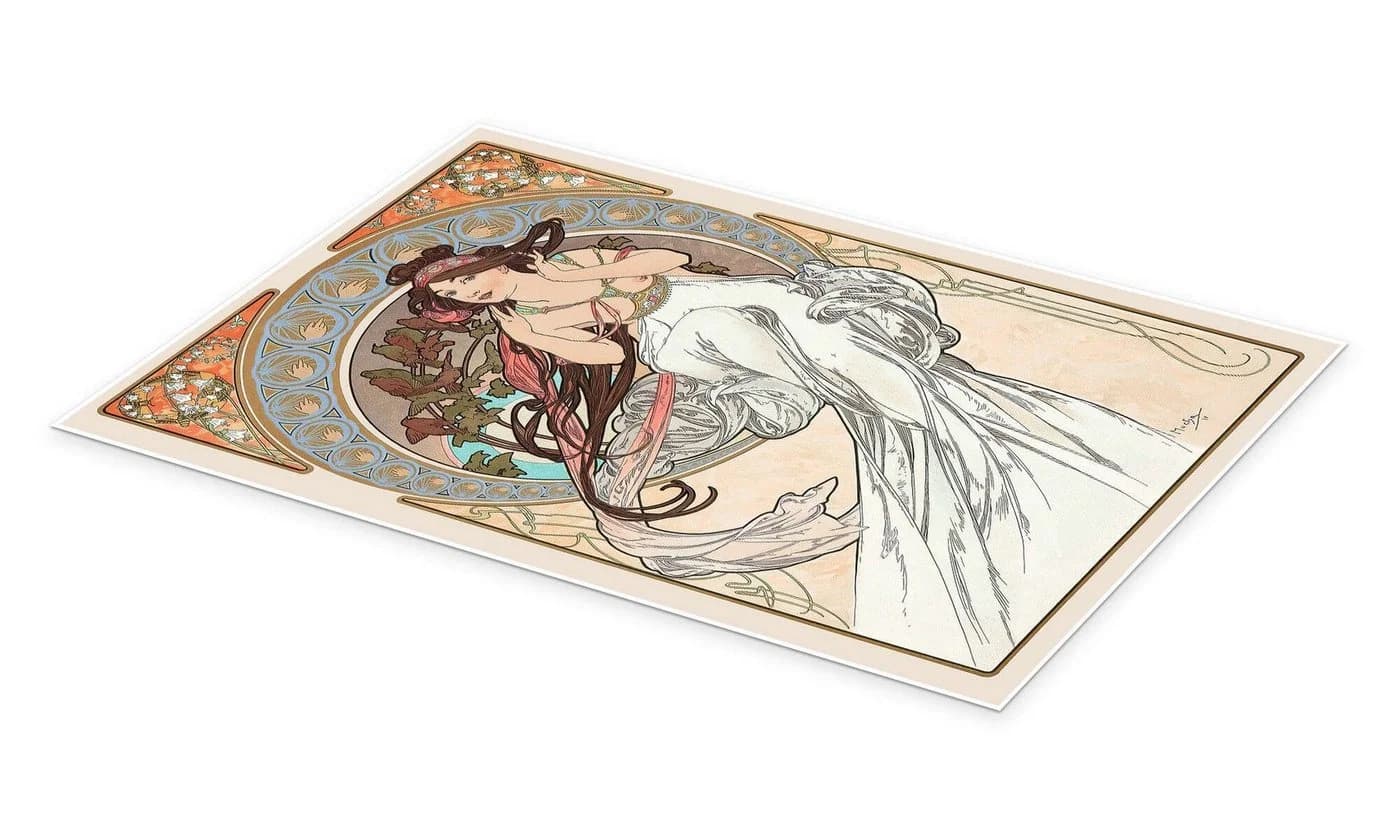 Posterlounge Wandbild Die Vier Künste - Musik Alfons Mucha Poster