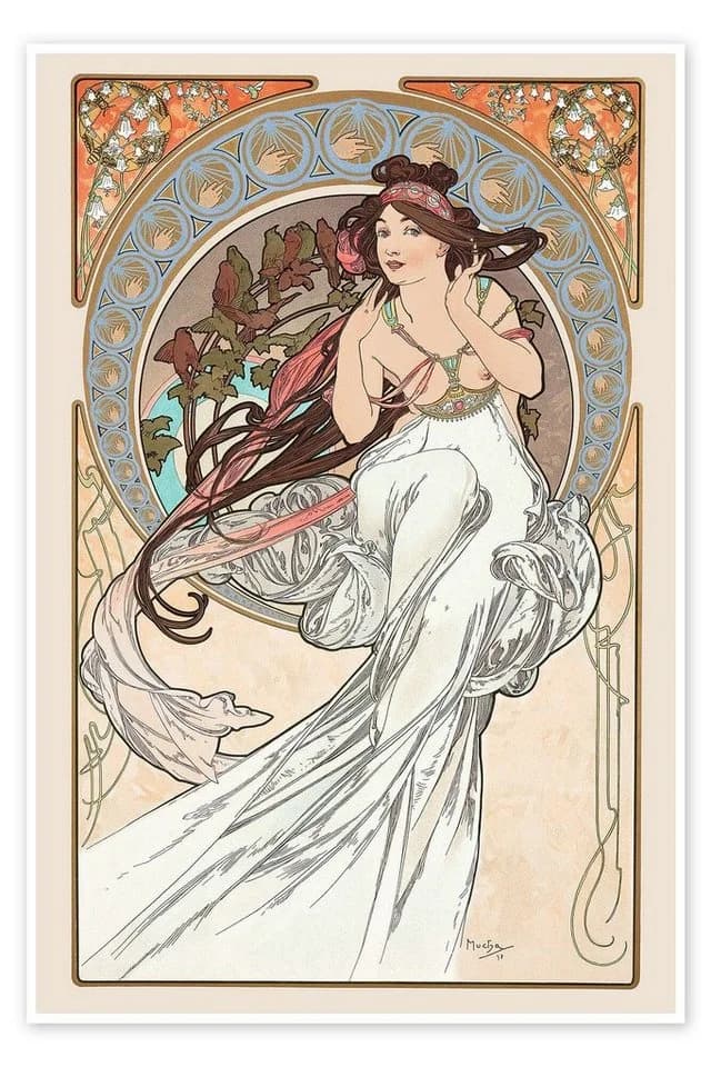 Posterlounge Wandbild Die Vier Künste - Musik Alfons Mucha Poster - Bild 2