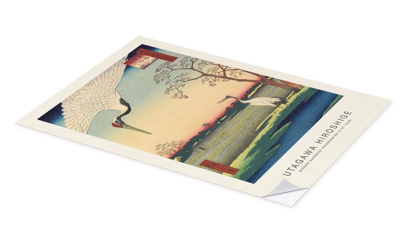 Posterlounge Wandsticker Japanische Kraniche Utagawa Hiroshige