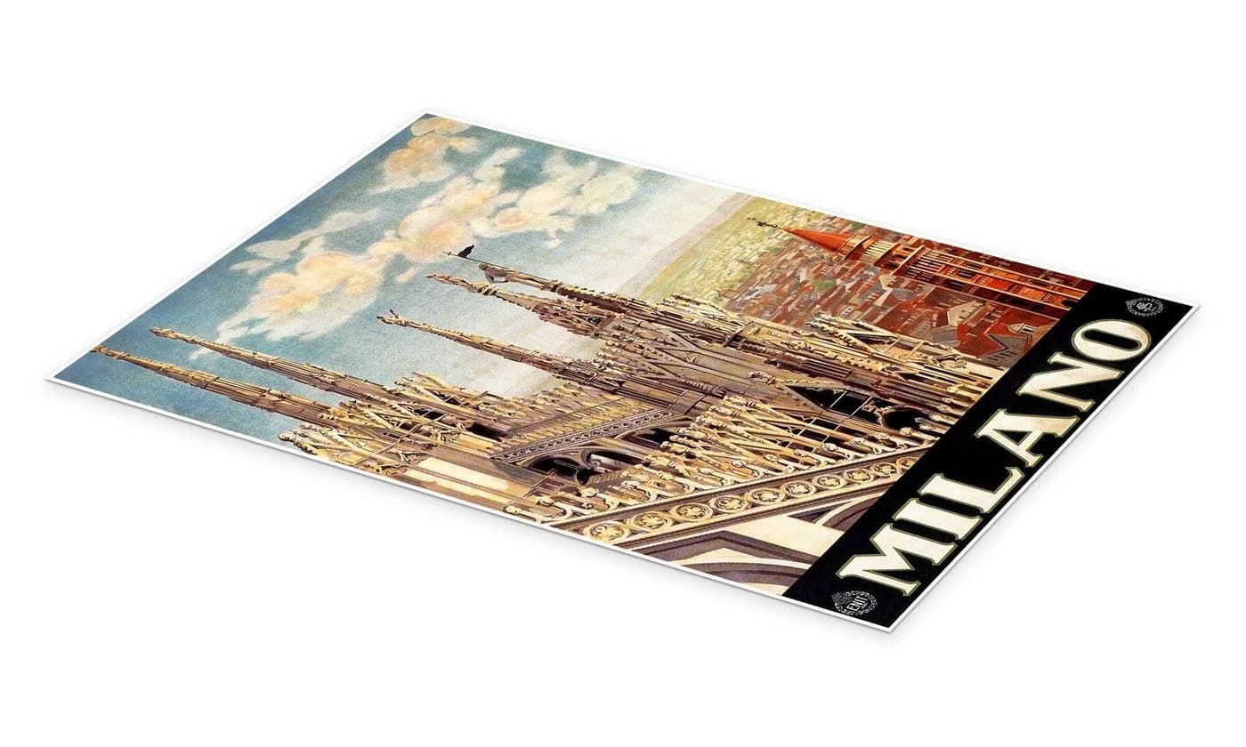 Posterlounge Wandbild Italien Mailand Vintage Travel Collection Poster