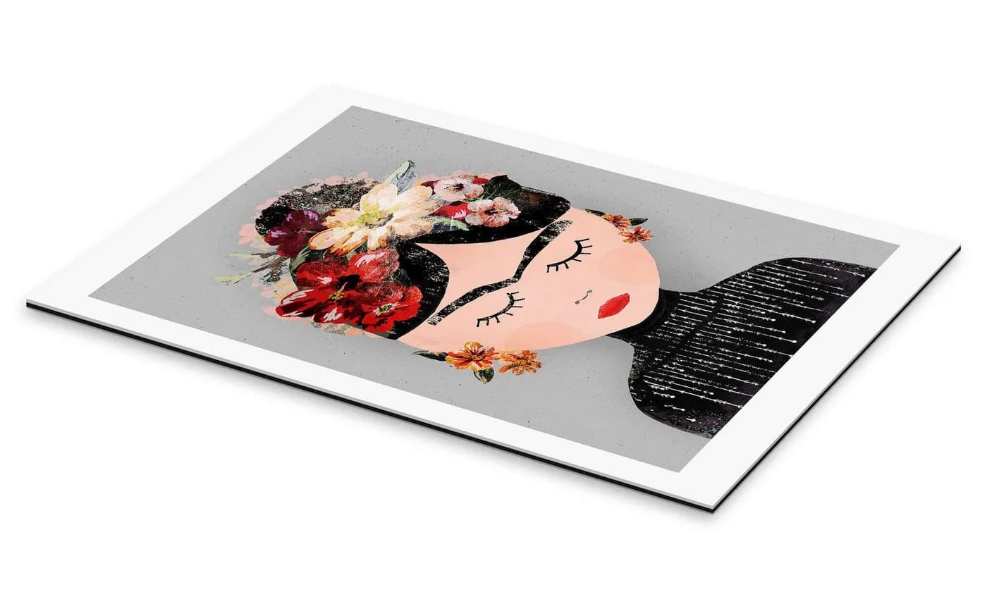 Posterlounge Wandbild Frida mit Blumenkranz Acrylglas
