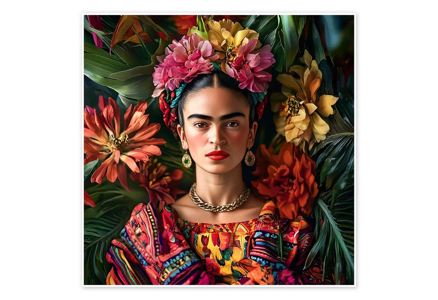 Posterlounge Wandbild Frida Kahlo Floral Bunt Kunstdruck - Bild 2