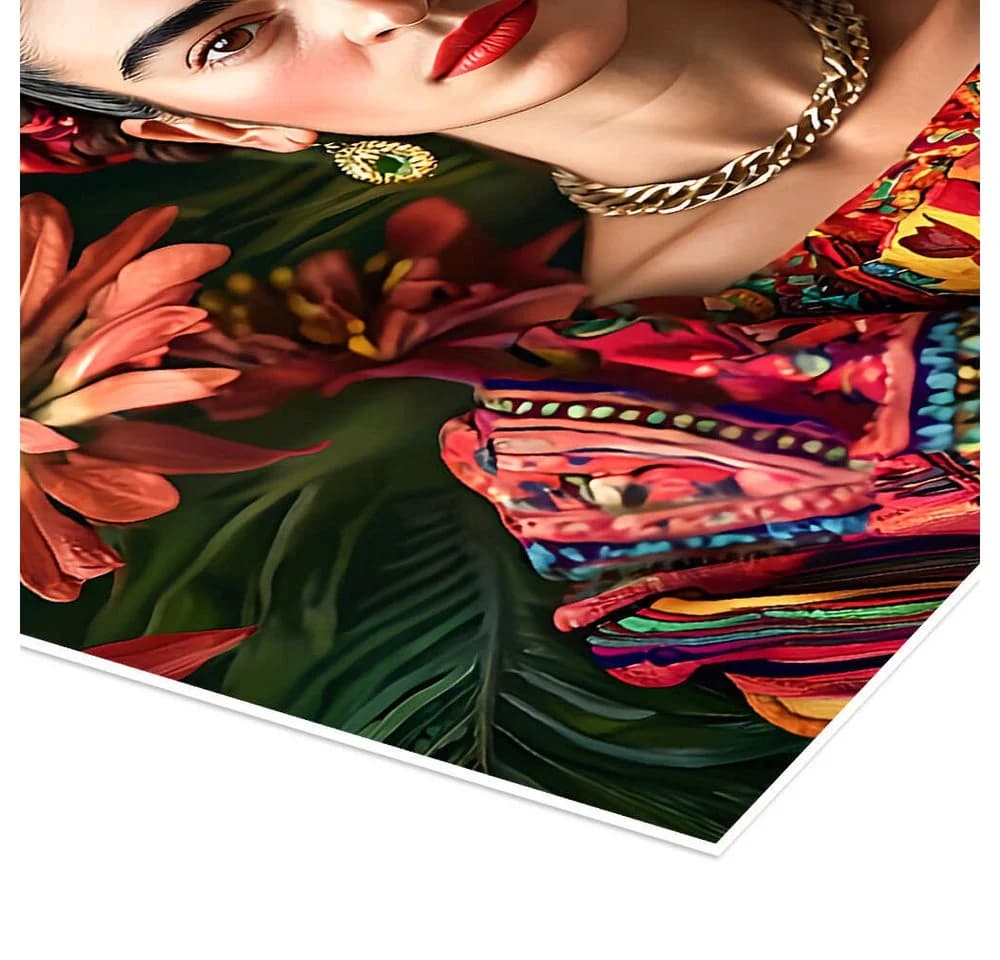 Posterlounge Wandbild Frida Kahlo Floral Bunt Kunstdruck - Bild 3