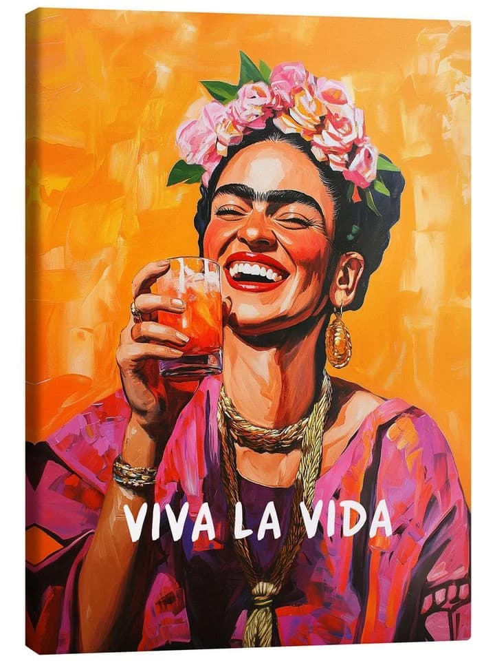 Posterlounge Leinwandbild Viva La Vida Frida Bunt Klassisch - Bild 2