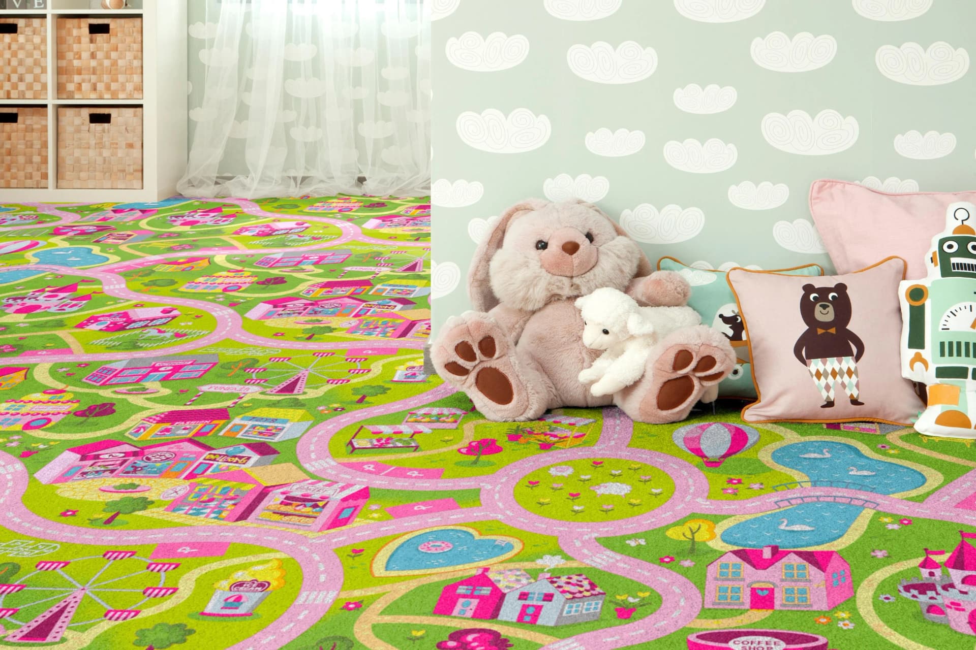 ANDIAMO Spielteppich Sweet Towny Rosa Straßendesign