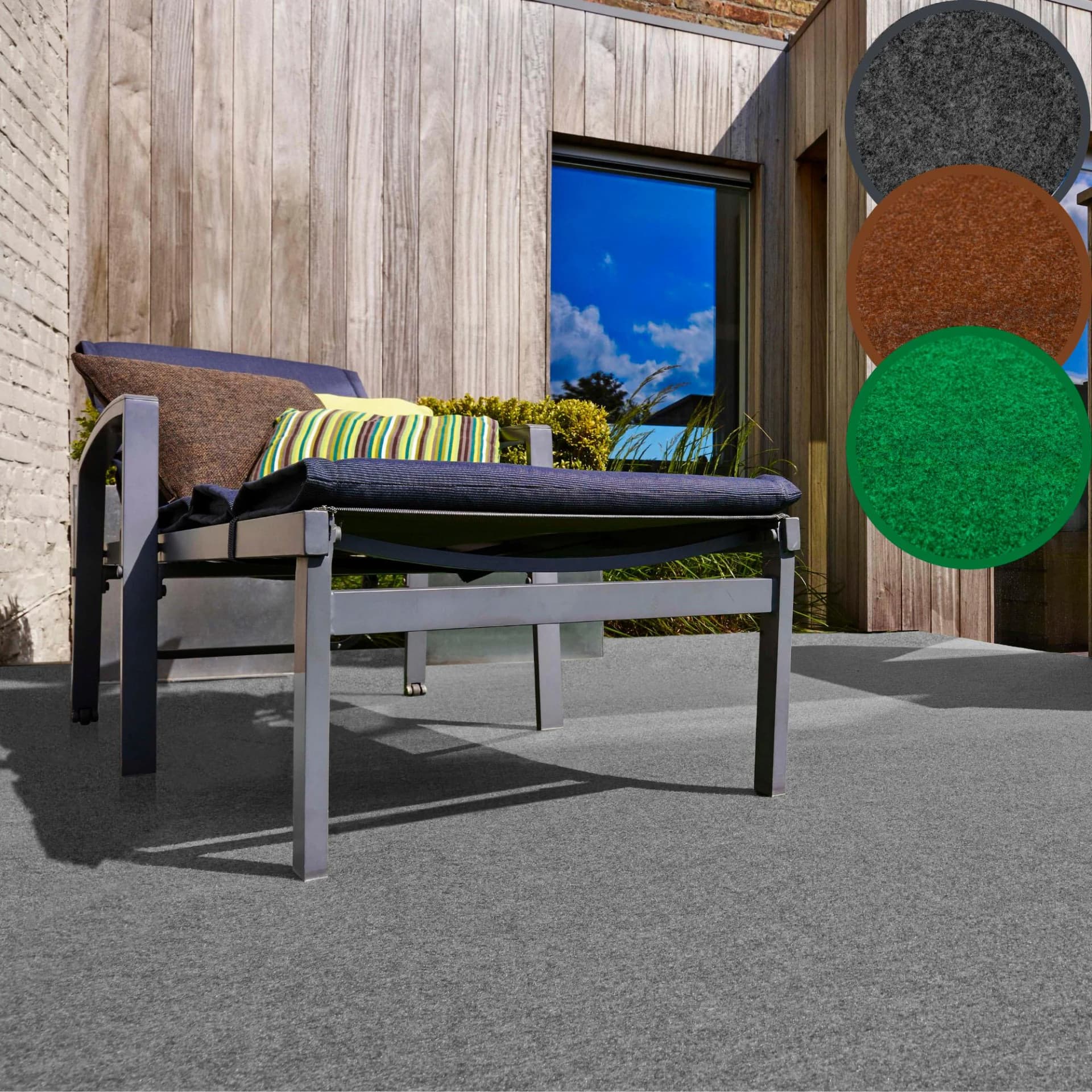 ANDIAMO Kunstrasen Edinburgh Grau Outdoor Teppich