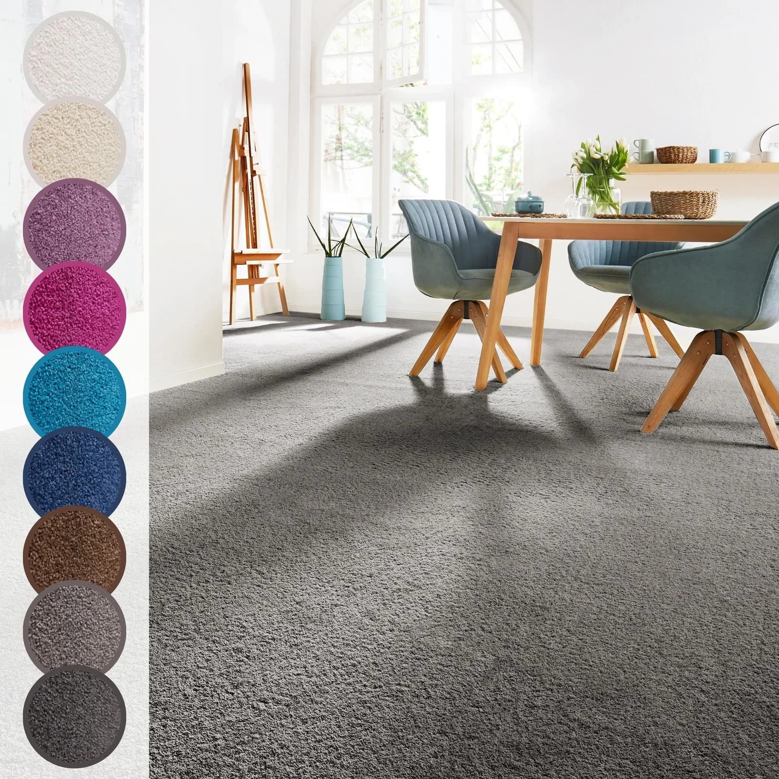 ANDIAMO Teppichboden Sophie Dunkelgrau Uni Frisee-Velours