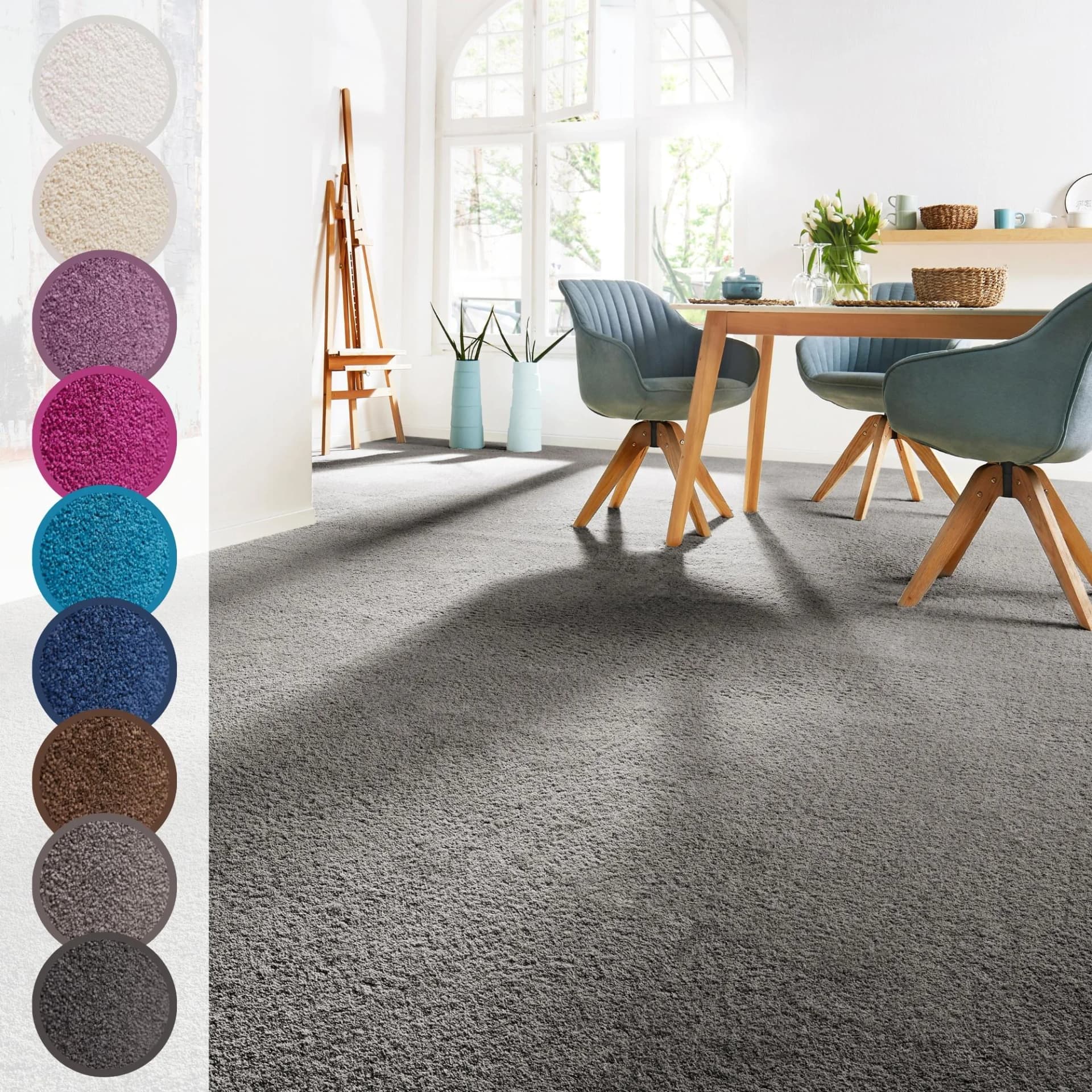 ANDIAMO Teppichboden Sophie Dunkelgrau Frisee-Velours