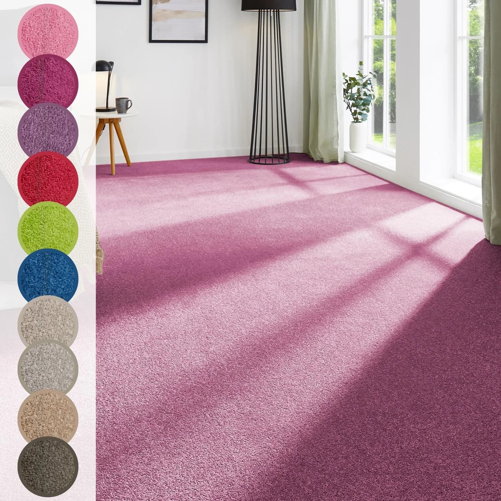 Andiamo Teppichboden Ines Kräuselvelours Flieder 400 cm Breite