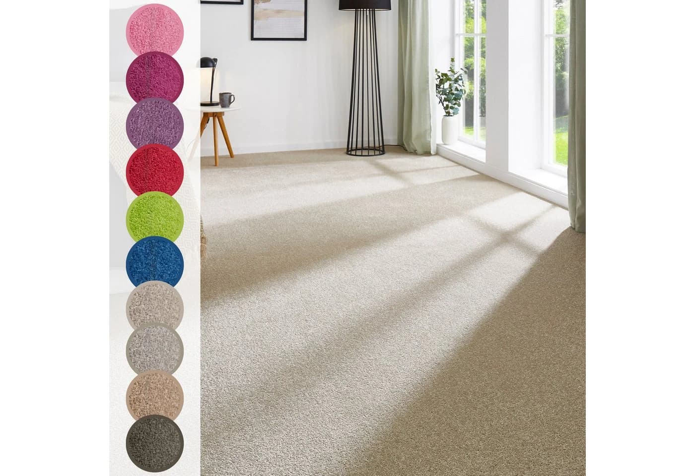 ANDIAMO Teppichboden Ines Beige Kräuselvelours 400x300 cm - Bild 2