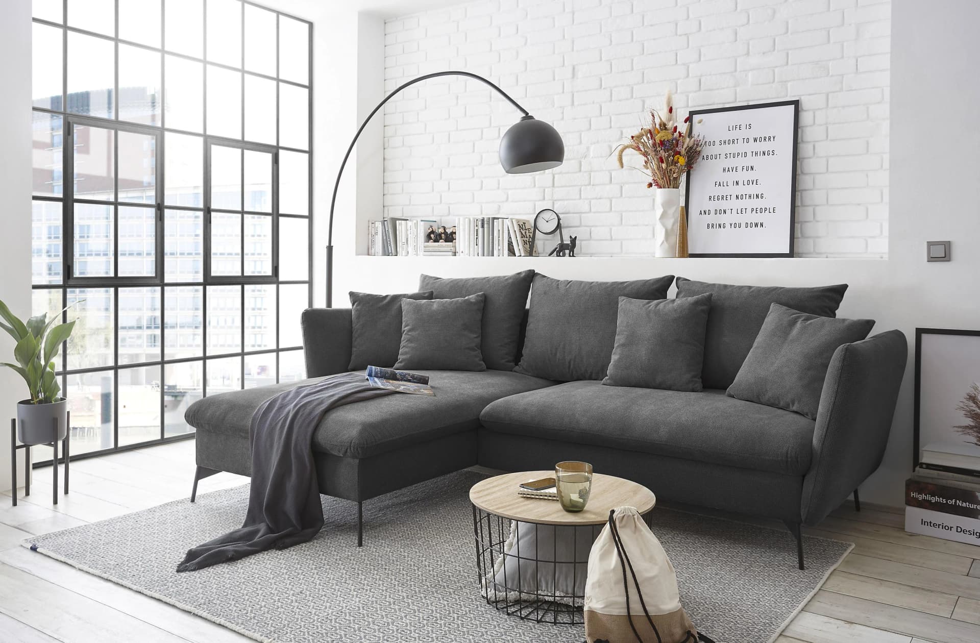 OTTO HOME Ecksofa LIVORNO L-Form Schwarz mit Bettkasten
