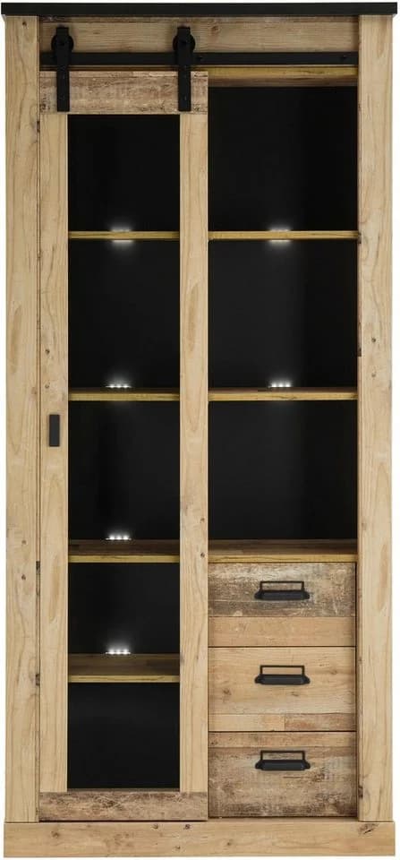 Home Affaire Vitrine Sherwood Industrial-Style Glasvitrine Braun - Bild 3