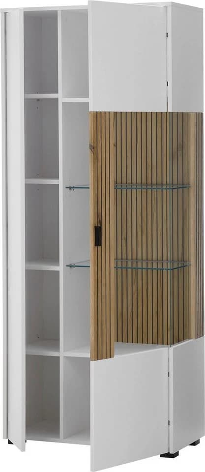 HOME AFFAIRE Vitrine Hudson Weiß Schwarz Metallgriffe - Bild 4