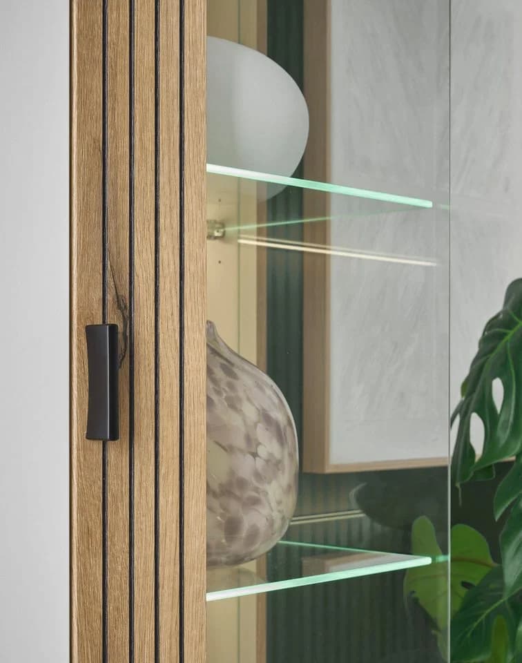 HOME AFFAIRE Vitrine Hudson Weiß Schwarz Metallgriffe - Bild 5