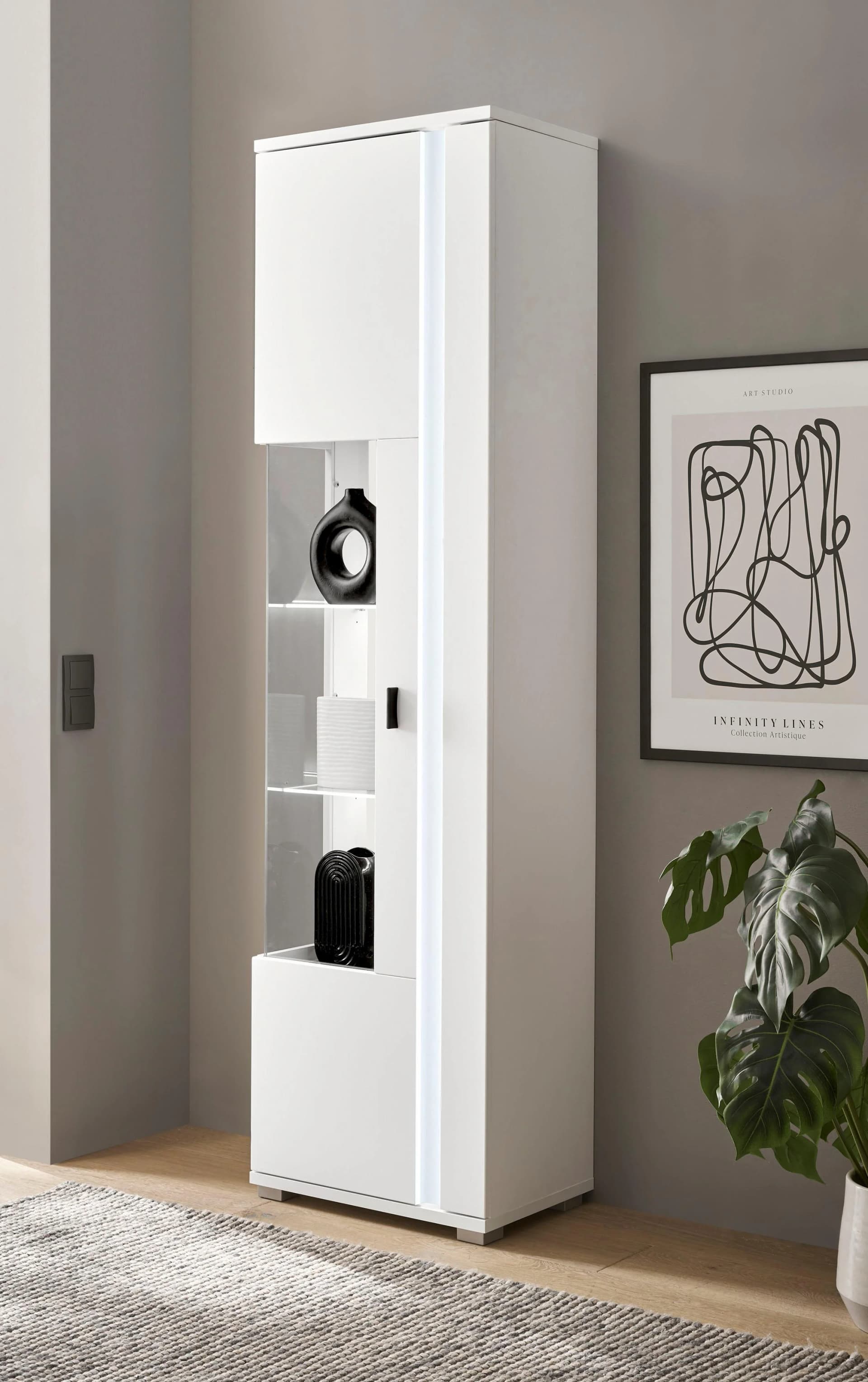 HOME AFFAIRE Vitrine LONG ISLAND Weiß mit LED-Beleuchtung