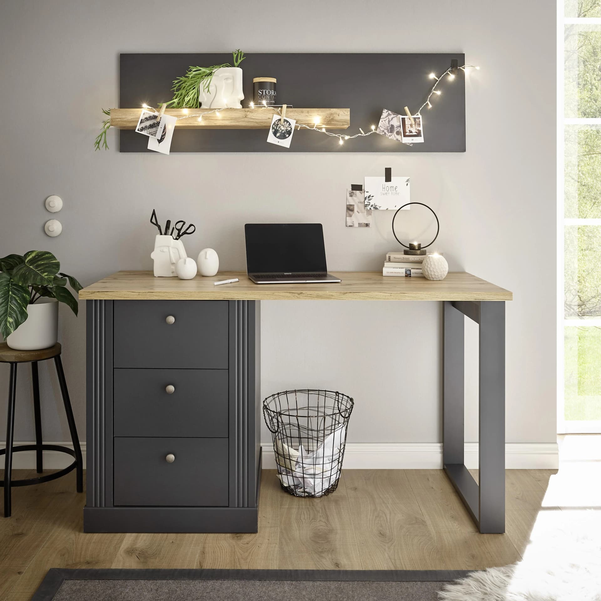 OTTO HOME Westminster Büromöbel-Set Grau Landhausstil