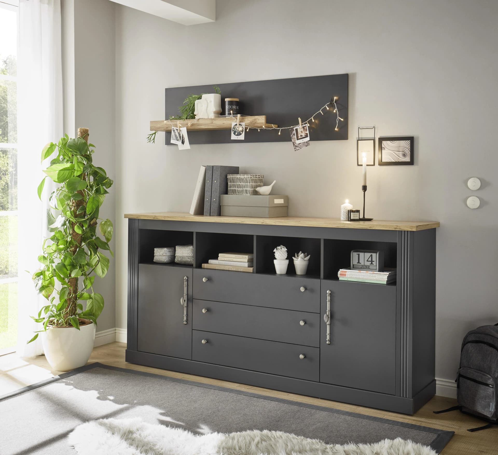 OTTO HOME Westminster Büromöbel-Set Grau Landhausstil