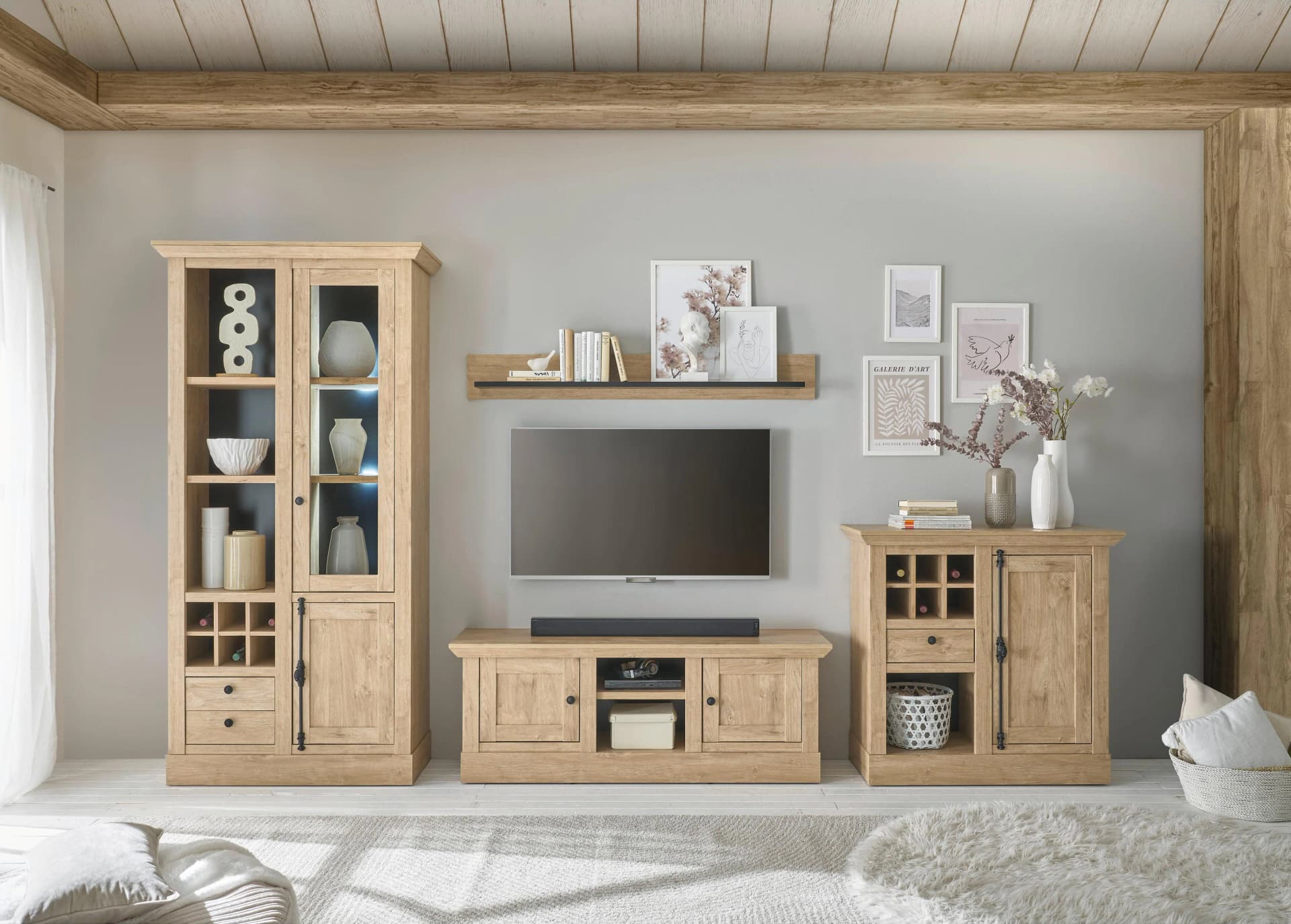 Wohnwand Cornwall Eiche-Dekor Home Affaire