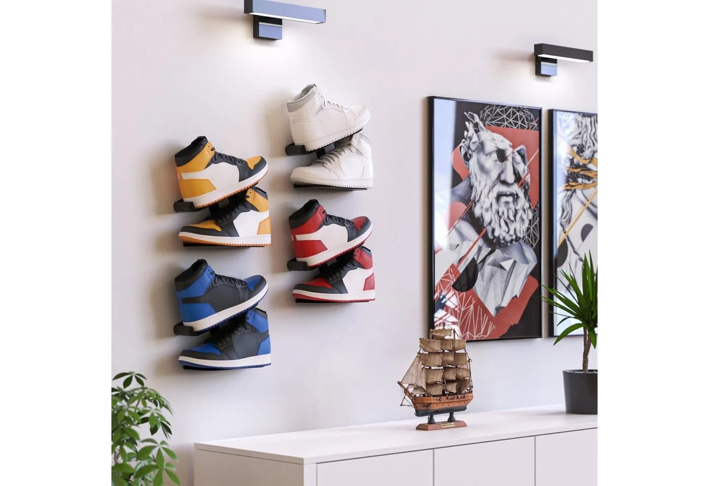 Mobilefox Sneaker Wandhalterung Schwarz 2-tlg. Kunststoff