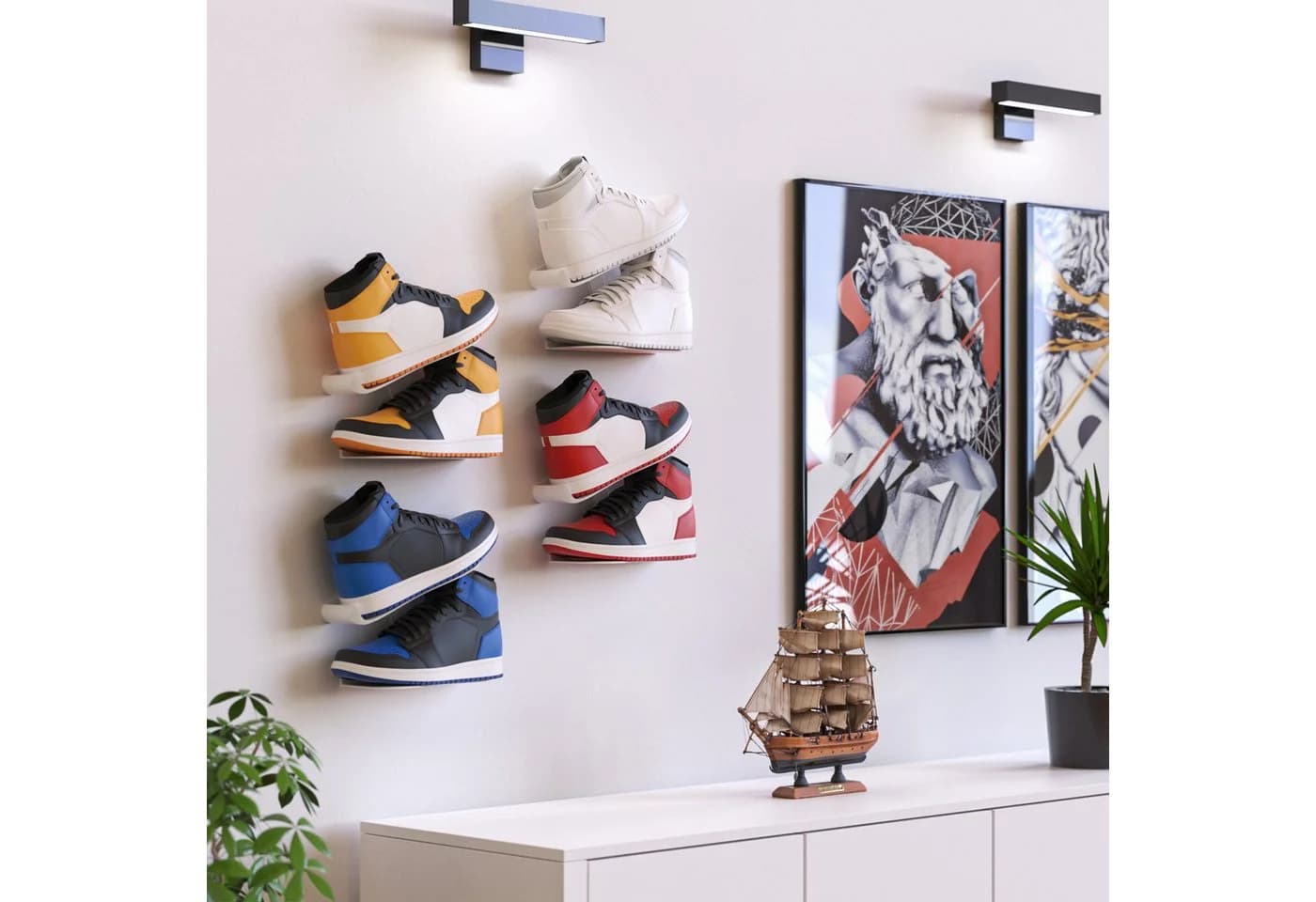 Mobilefox Sneaker Wandhalterung Weiß 2 Stück Kunststoff Modern