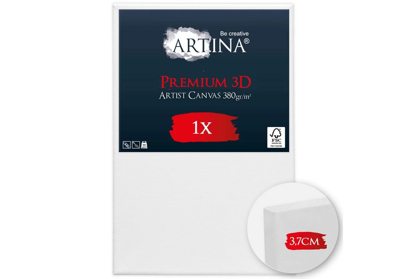 Artina Keilrahmen Leinwand Premium 3D 24x30cm 380g/m² Weiß