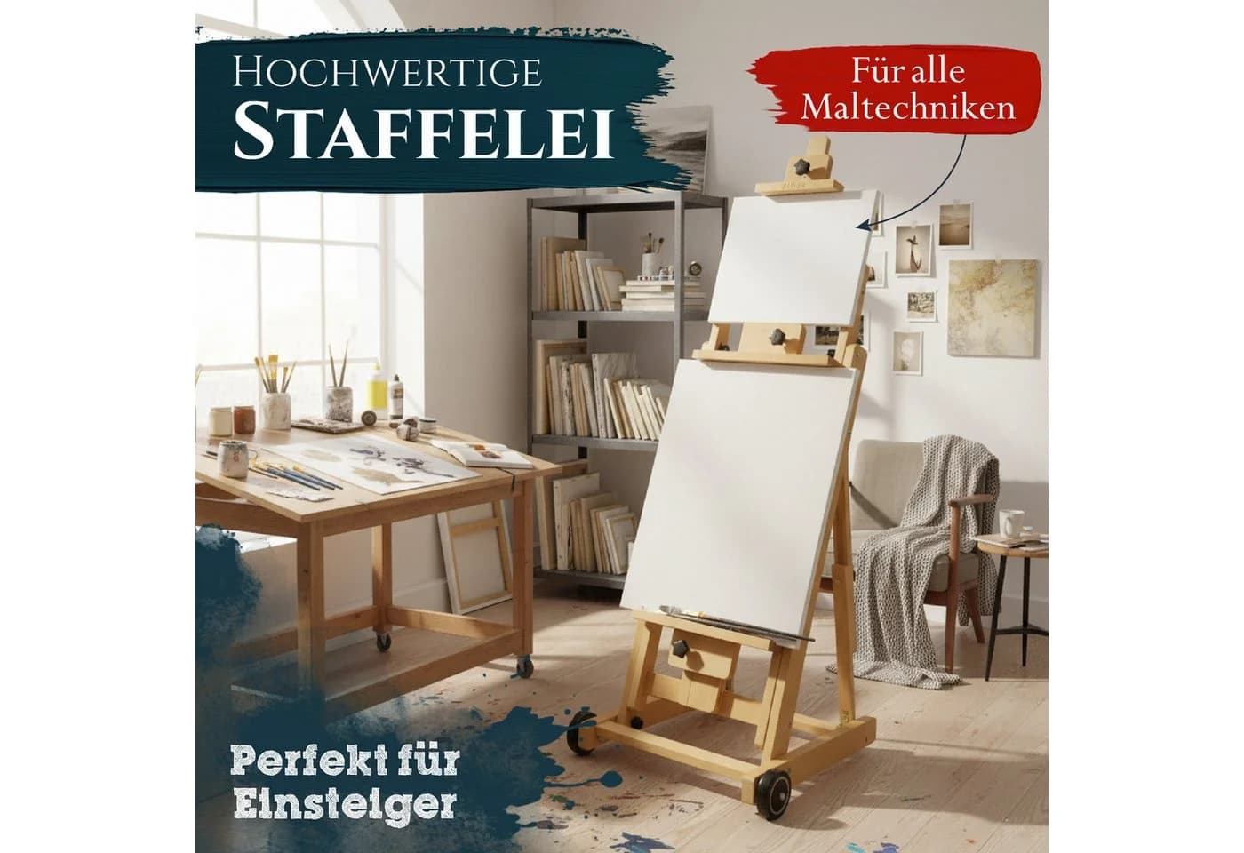Artina Atelier-Staffelei Bordeaux Buchenholz