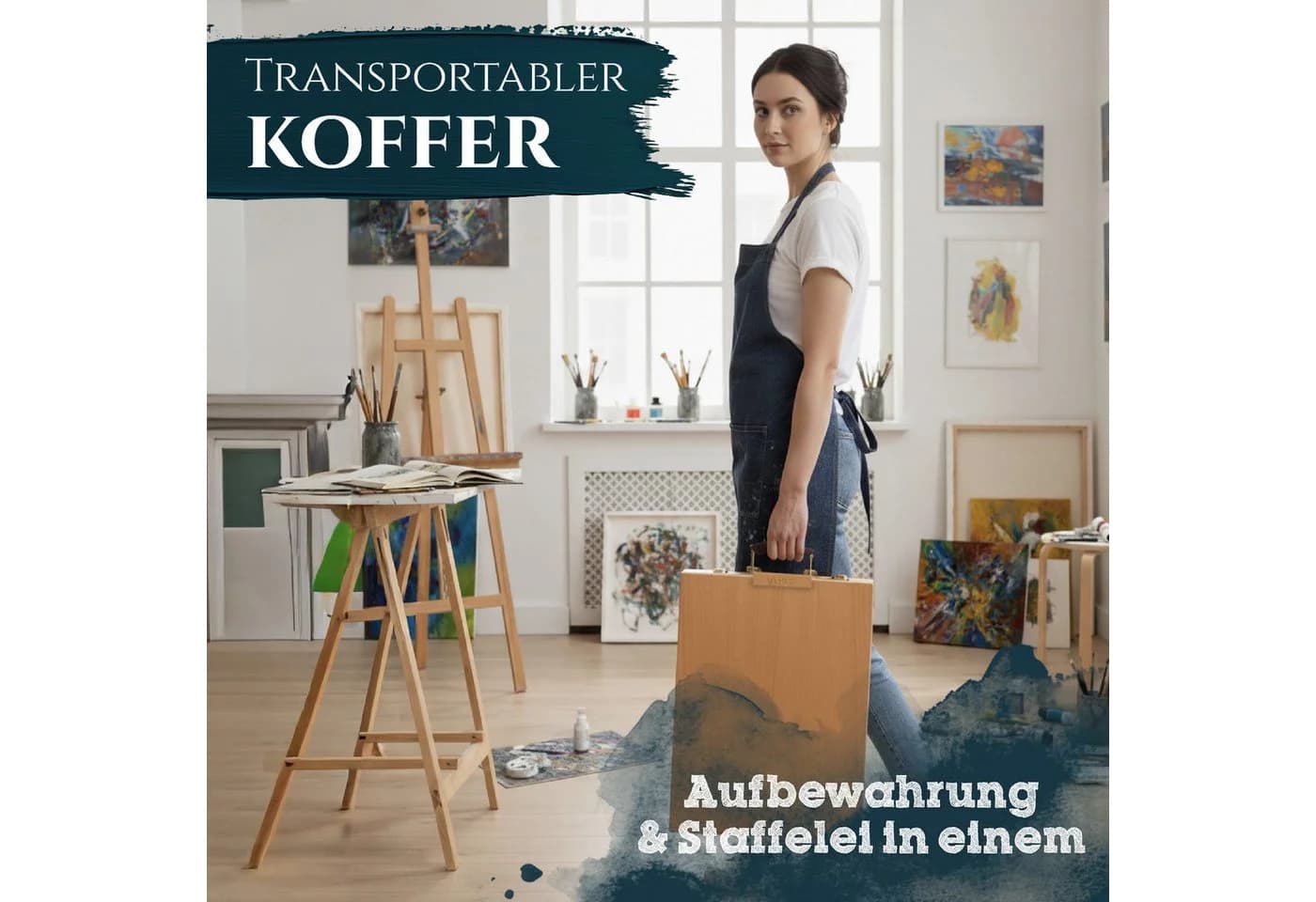 Artina Staffelei Nancy Kofferstaffelei aus massivem geöltem Buchenholz - Bild 4