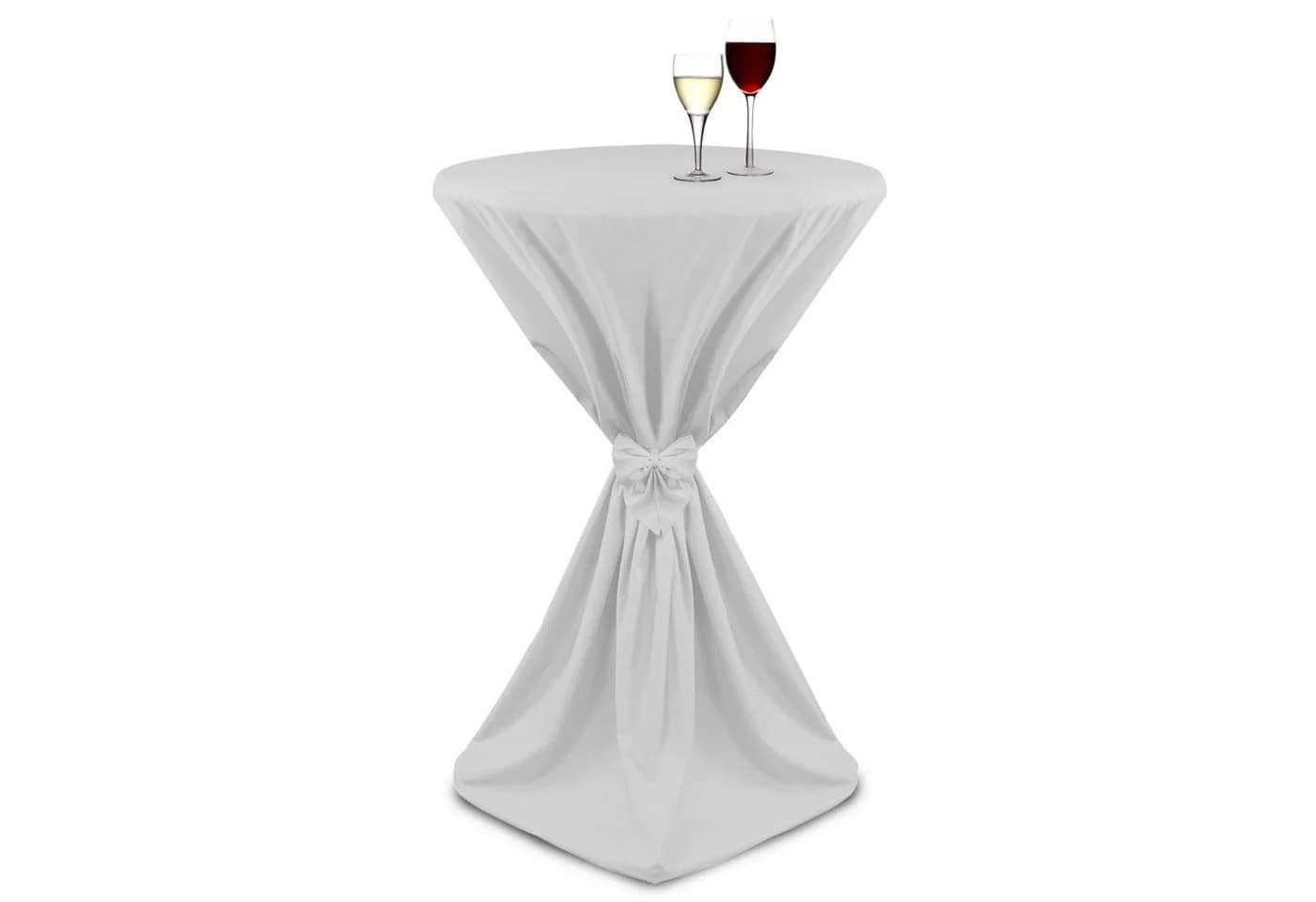 Beautissu Stehtischhusse Giulia Weiß Polyester mit Satinband