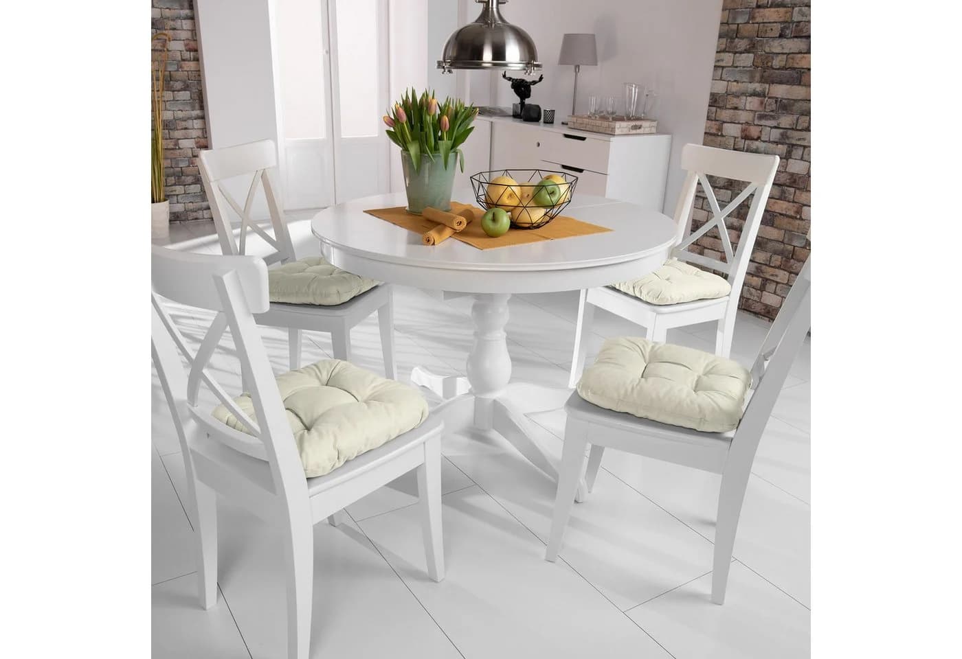Beautissu Stuhlkissen 4er Set Lisa Beige Indoor Outdoor - Bild 5