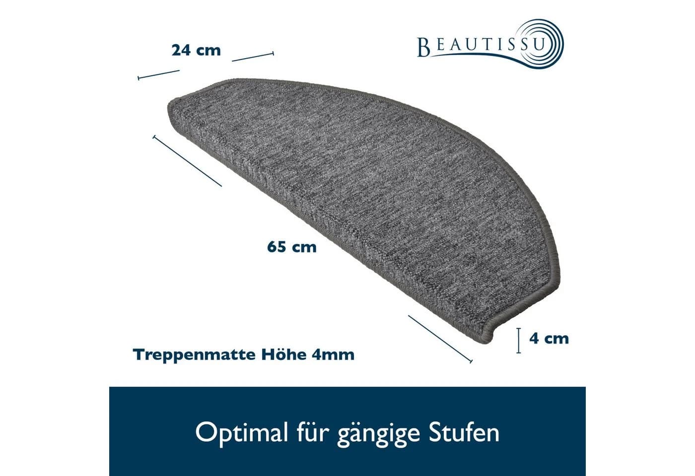 Beautissu Treppenstufenmatten ProStair Grau 15er Set Selbstklebend - Bild 4