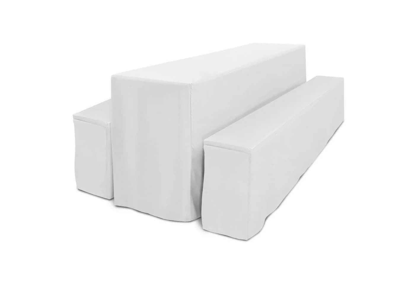 Beautissu Biertischhusse 3tlg. Set Bodenlang Weiß Polyester