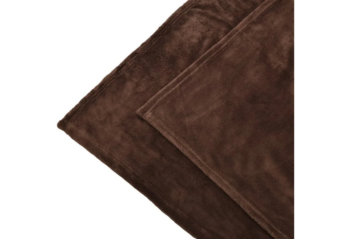Beautissu Wohndecke Aurelia Dunkelbraun Mikrofaser Kuscheldecke 150x200cm - Bild 4