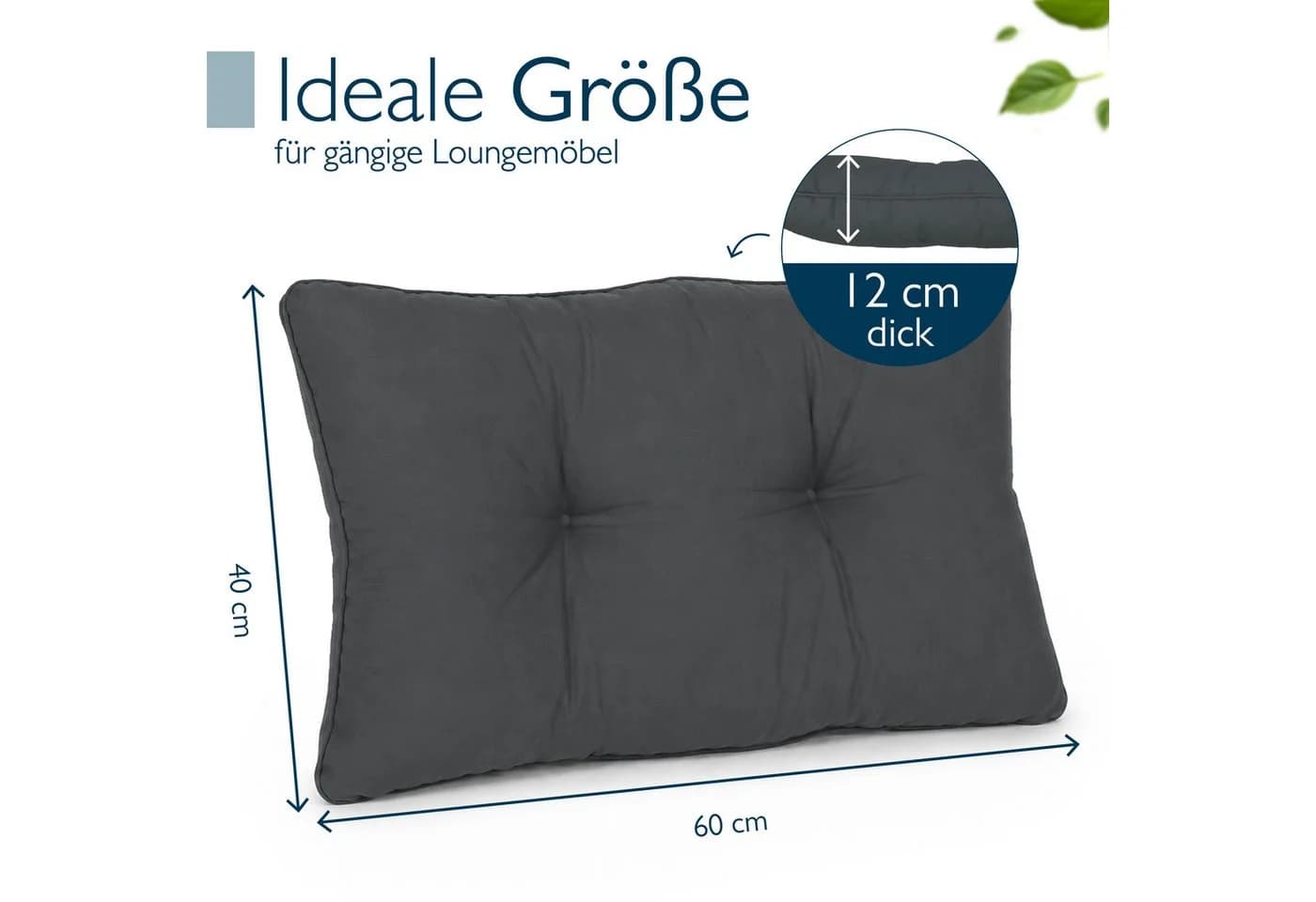 Beautissu Lounge Kissen XLuna 60x40cm Sitzkissen Gartenstuhl - Bild 3