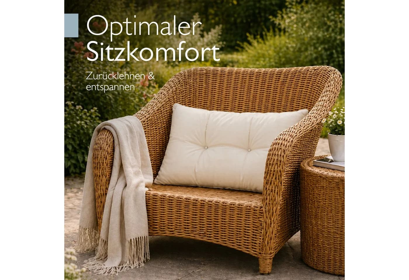 Beautissu Lounge Kissen XLuna Sitzkissen Gartenstuhl 10 cm dick