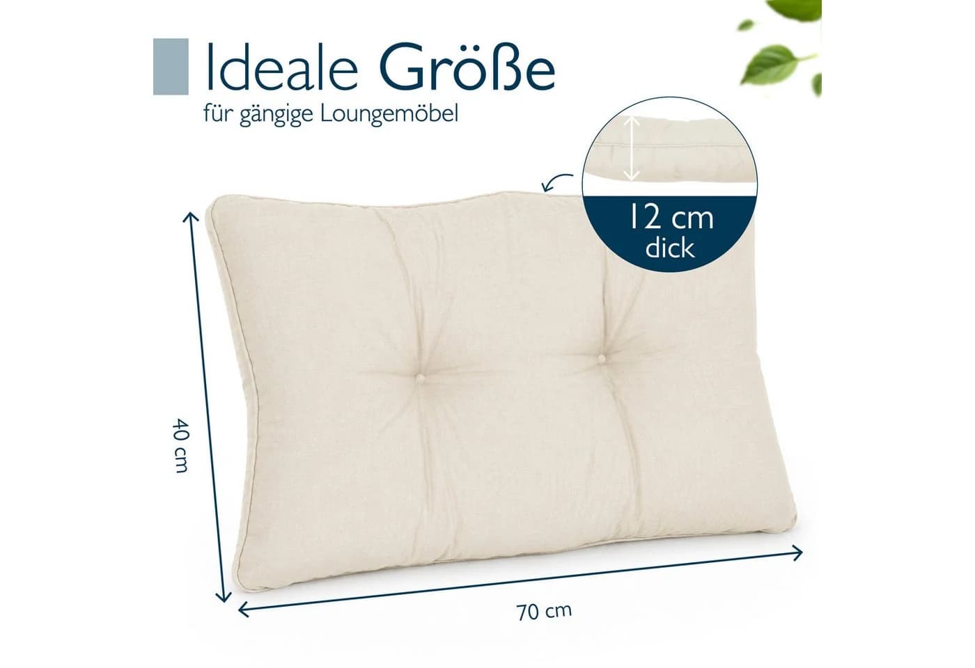 Beautissu Lounge Kissen XLuna Sitzkissen Gartenstuhl 10 cm dick - Bild 3