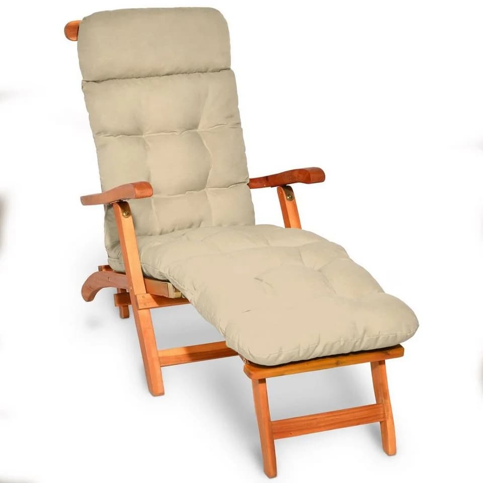 Beautissu Polsterauflage Deckchair 200x50x8 cm Natur - Bild 2