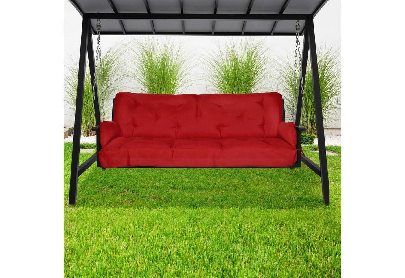 Beautissu Sitzauflage Hollywoodschaukel Rot mit Kissen