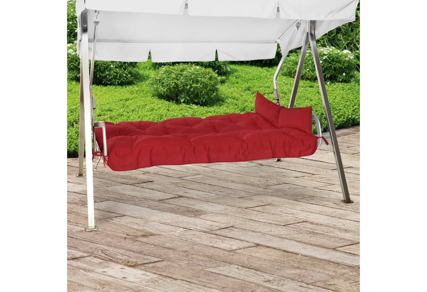Beautissu Sitzauflage Hollywoodschaukel Rot mit Kissen - Bild 4