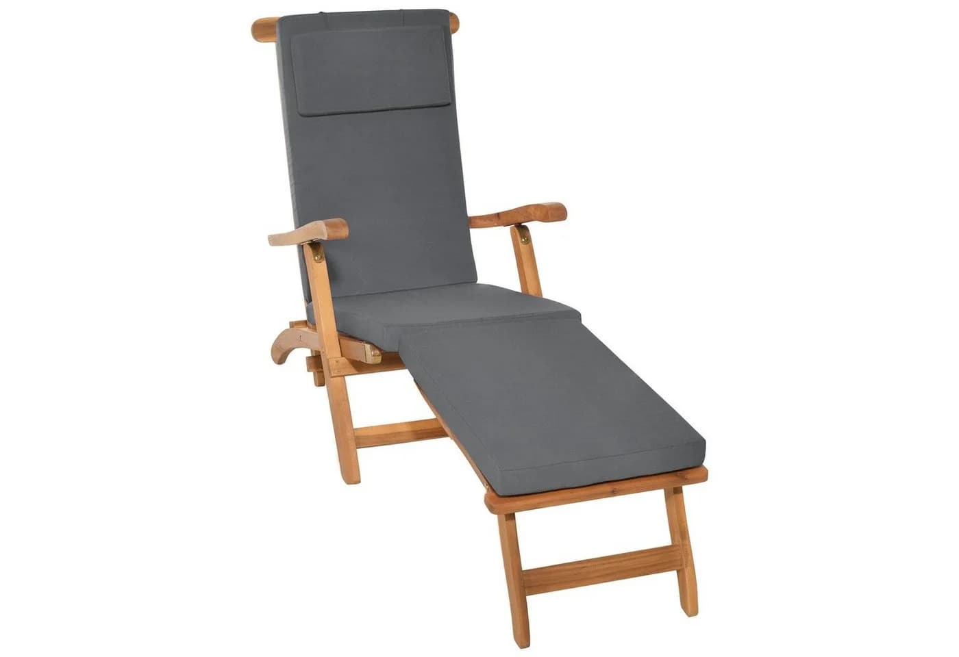 Beautissu Polsterauflage Deckchair Graphitgrau Abnehmbar - Bild 2