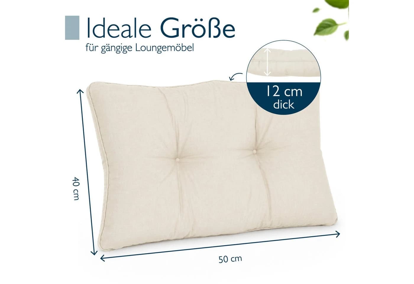 Beautissu Loungekissen XLuna Natur 10cm Dick Polyester - Bild 3