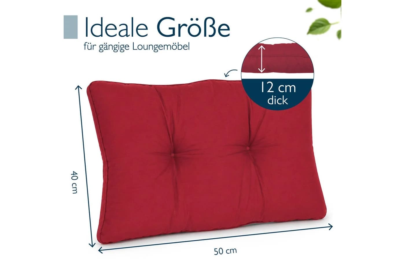 Beautissu XLuna Sitzkissen Rot 50x40cm 10cm Dick - Bild 3