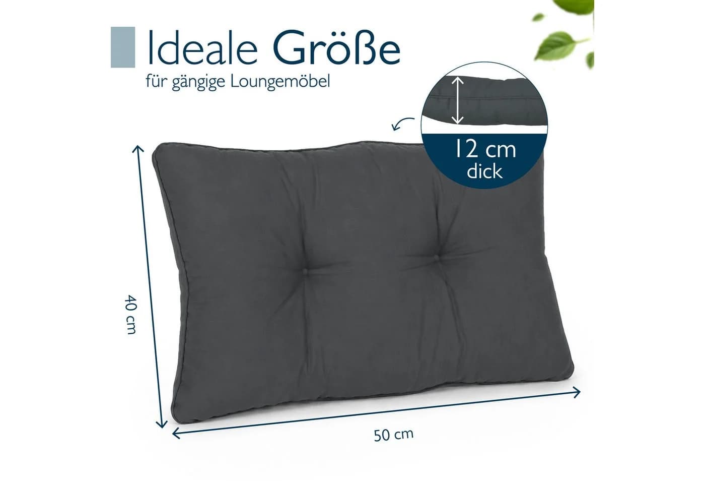 Beautissu Loungekissen Grau 10 cm Dick Polyester - Bild 3
