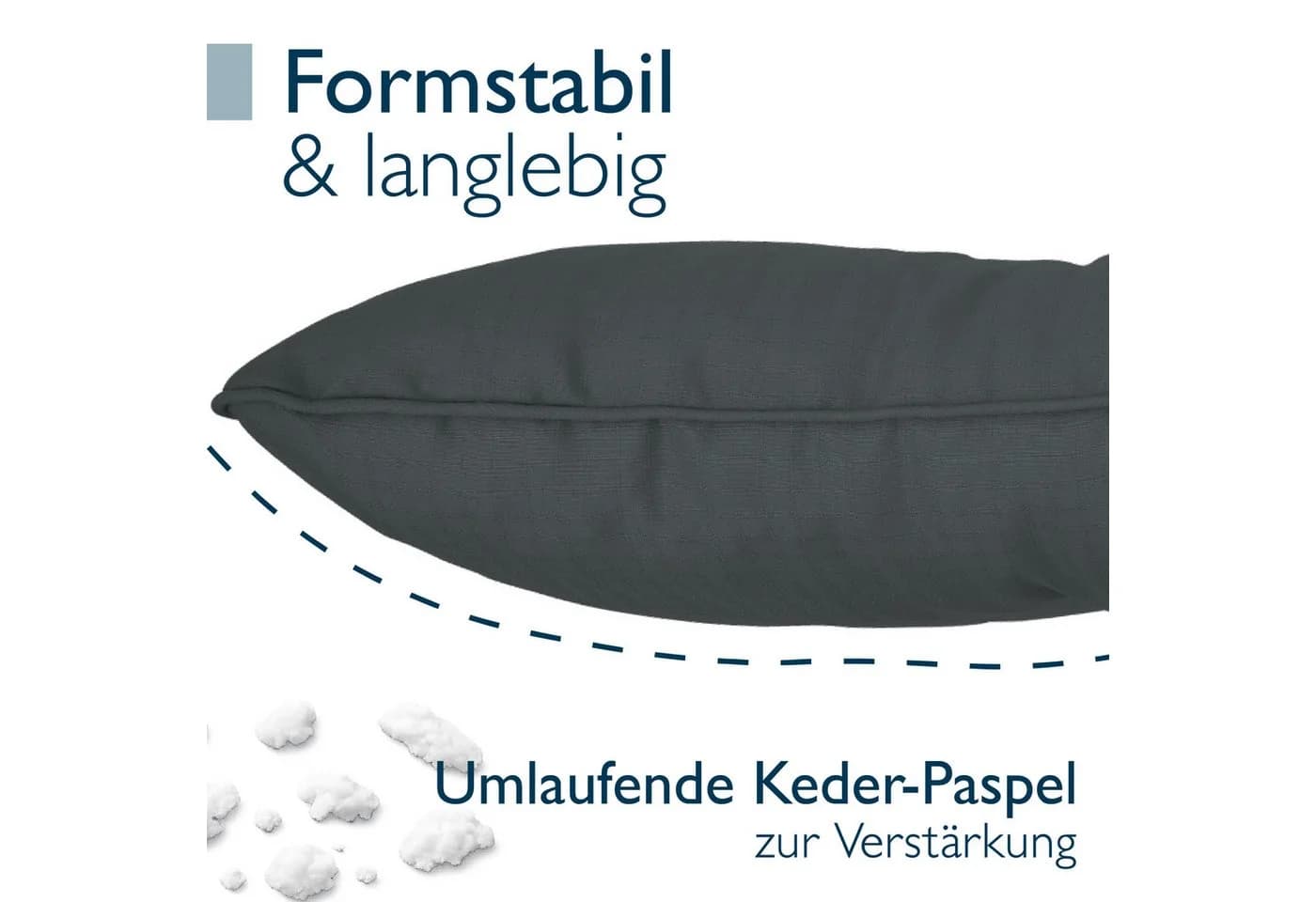 Beautissu Loungekissen Grau 10 cm Dick Polyester - Bild 4