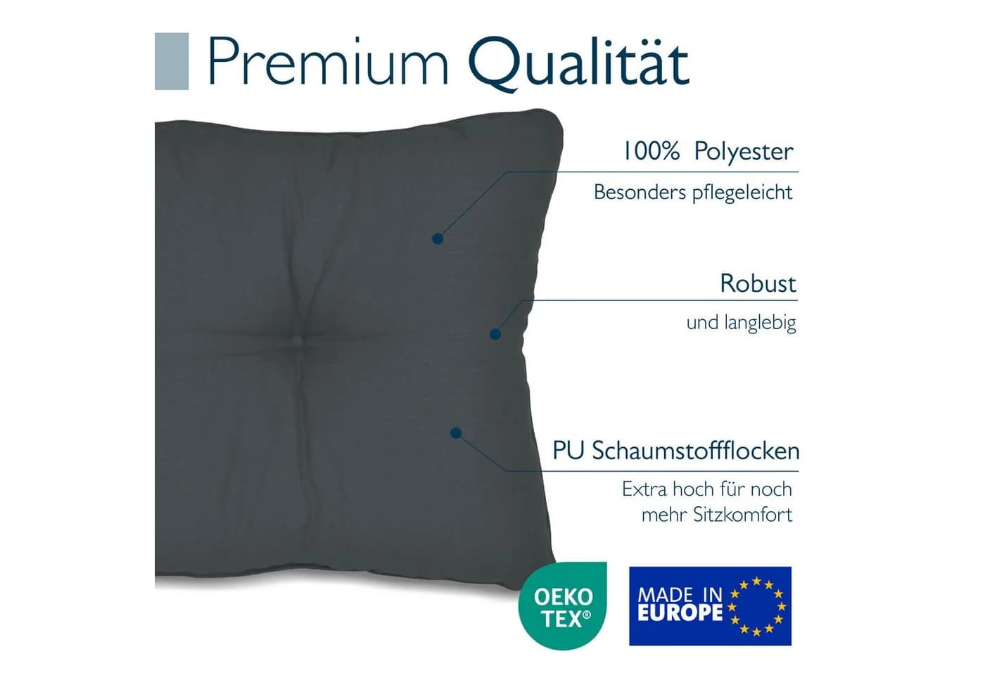 Beautissu Loungekissen Grau 10 cm Dick Polyester - Bild 5